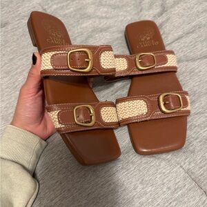 Vince Camuto Brown and Cream Sandals